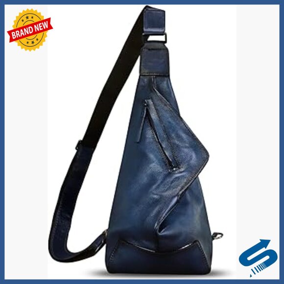 Genuine Leather Sling Backpack Crossbody Shoulder Bag Daypack